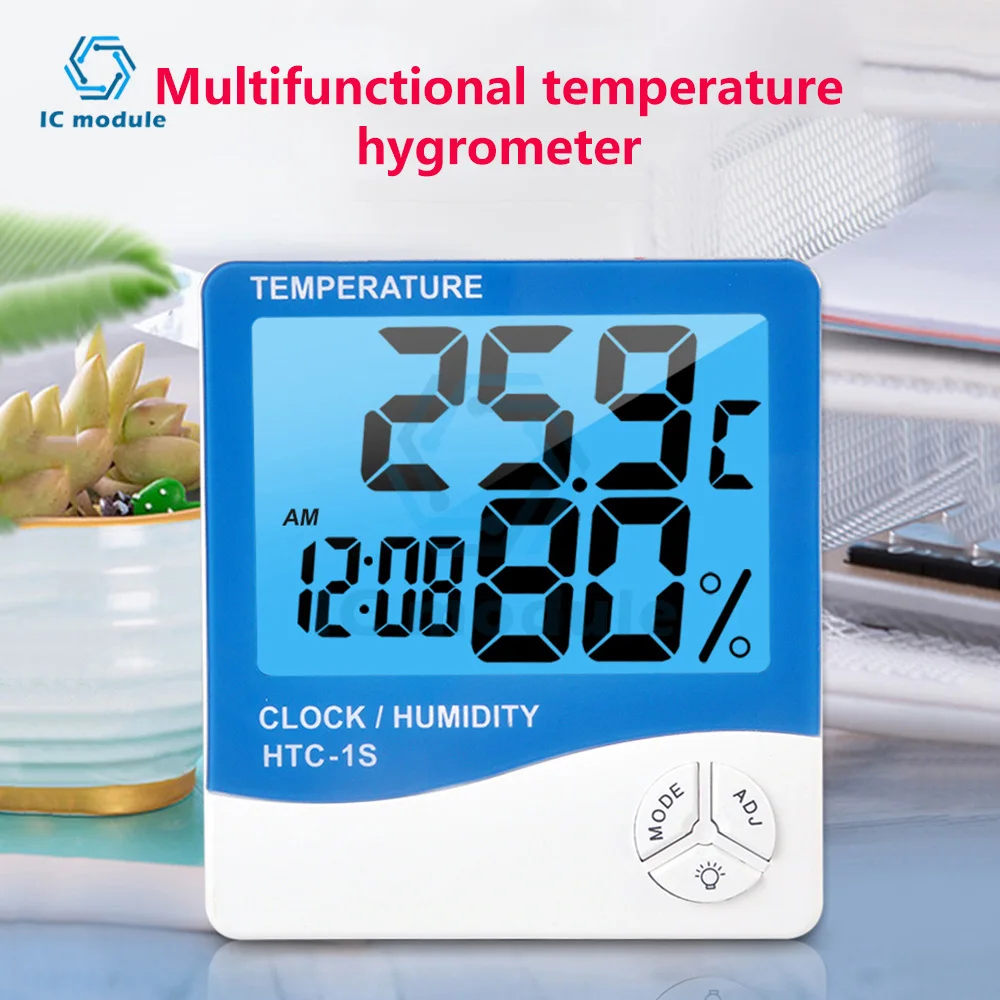 

HTC-1S Environment Thermometer LCD Temperature Humidity Clock Meter External Station Outdoor Indoor Weather Station For Home