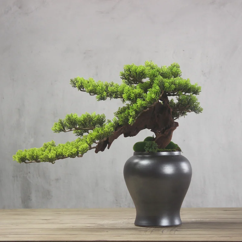

High quality artificial pine bonsai plants, large living room flower set