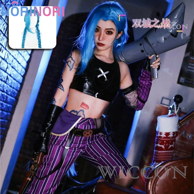 Аниме Crit Loli Jinx Косплей Arcane Костюм Парик Униформа Сексуальная Одежда Хэллоуин