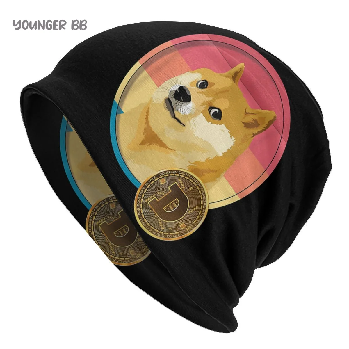 

Doge Dogecoin Caps Vintage Street Skullies Beanies Hat Adult Men's Knit Hat Men Women Female Winter Warm Elastic Bonnet Knit Hat