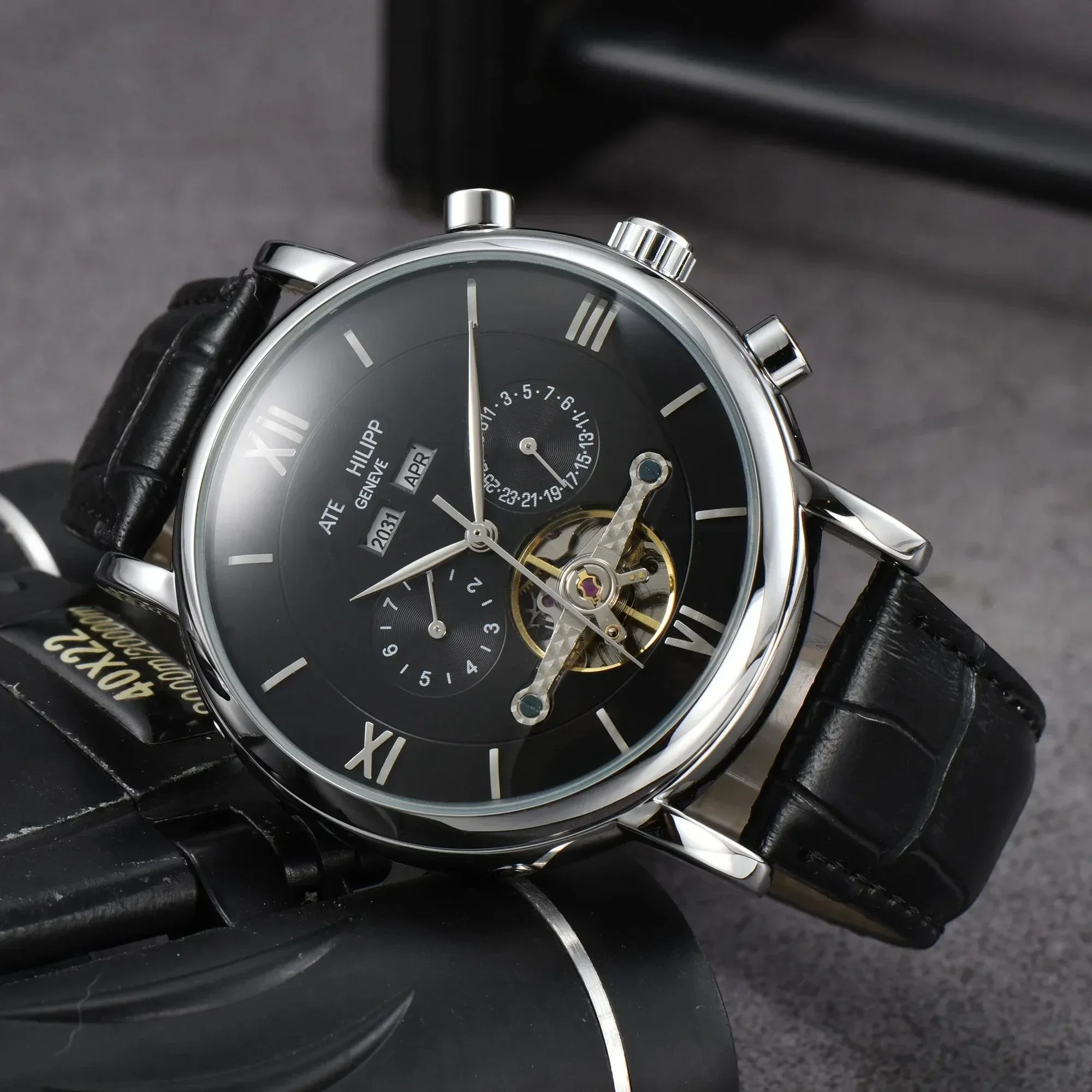 

Top AAA Watches For Mens Luxury Multifunction Full Steel Automatic Mechanical Tourbillon watch High Qulaity AAA Clock