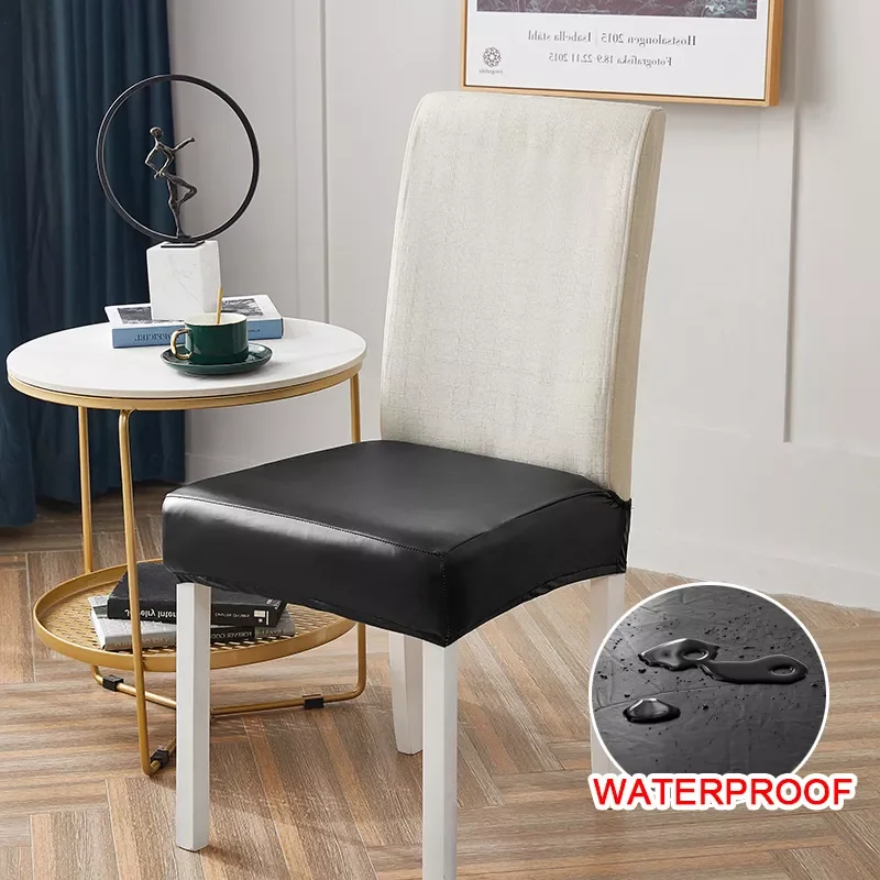 

Leather Dining Chair Covers Spandex Cushion Cover Removable Seat Cover for Kitchen Banquet Oil-proof Dust-proof Waterproof 1PC