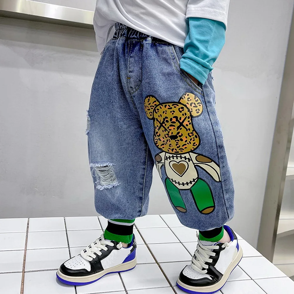 

New 2022 Kids Fashion Solid Jeans Trousers Pants Boys Denim Pants Baby Boys Jeans Sping Autumn Loose Jeans Long Pants Clothing
