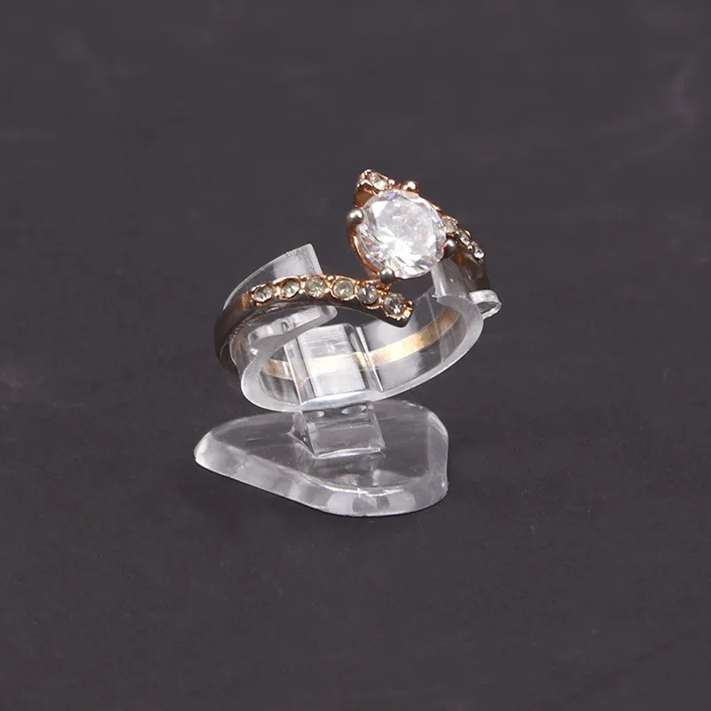 TONVIC Wholesale Plastic Clear View Ring Display Stand Holder Organizer Ring Case Jewellery