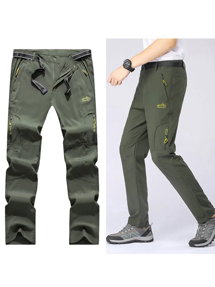 

Men Cargo Pants Polyester Drawstring Oversize Elasticity Hiking Trousers Quick Dry Breathable Summer Outdoor Sport Camping 2022