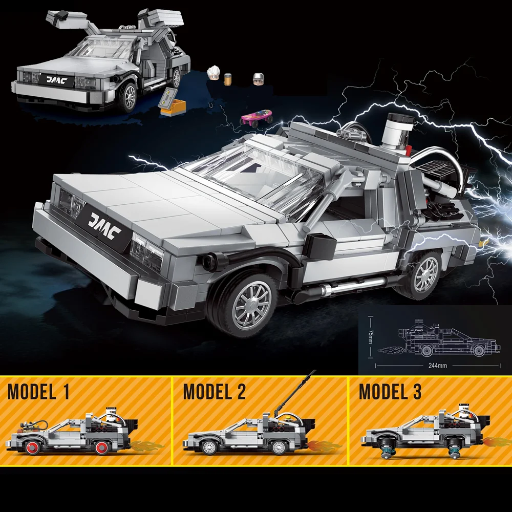 

2022 NEW Smaller 10300 Back To The Future Time Machine Supercar Model Technical Building Kit Block Bricks Children Toys Kid Gift