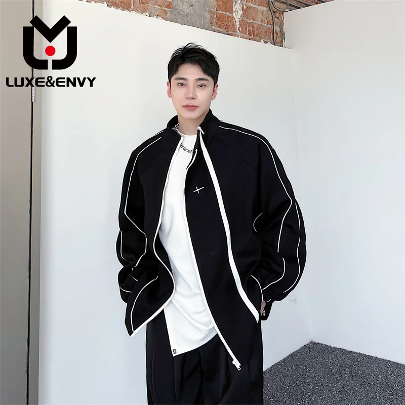 

Мужская спортивная куртка люкс & ENVY, Корейская версия, Весенняя Уличная Повседневная куртка на молнии с воротником