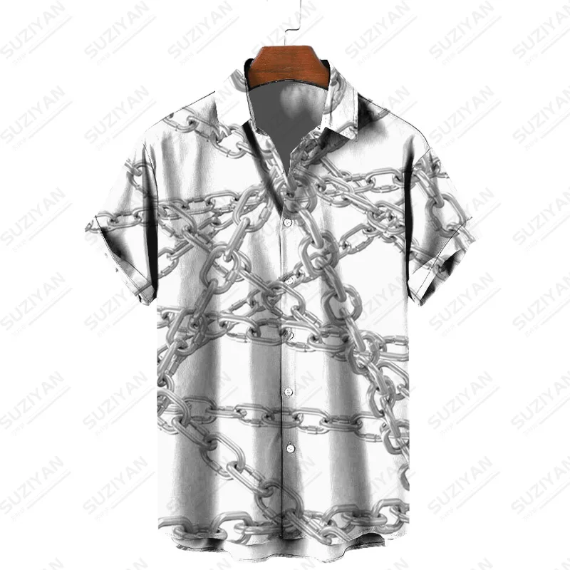 

2022 Features Stripped Sale Top Hawaiian Color Stand Collar Short-sleeved 18+ Fashionable New Floral Gulf Large Size