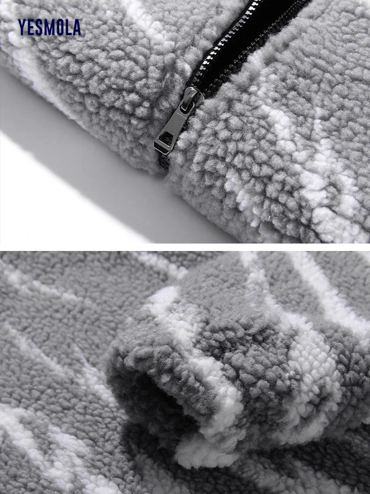 Men Lamb Wool Coat Men's Plus Velvet Thick Winter Padded Jacket Casual New Korean Loose Warm Cotton Outerwear 2022