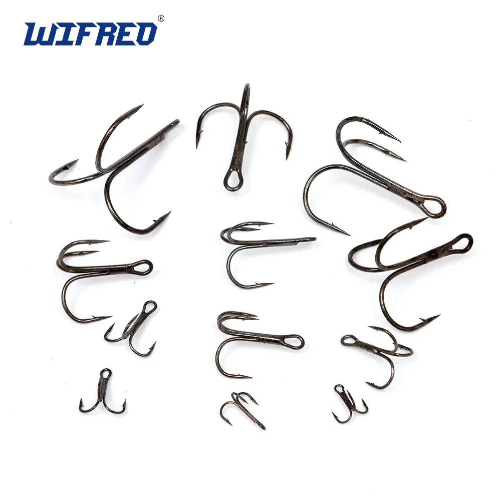 

100pcs Multiple Size Treble Hooks Fishing Hook for Lures Size 12 10 8 6 4 2 1 1/0 2/0 3/0 4/0 5/0 Black Color [YG0001]