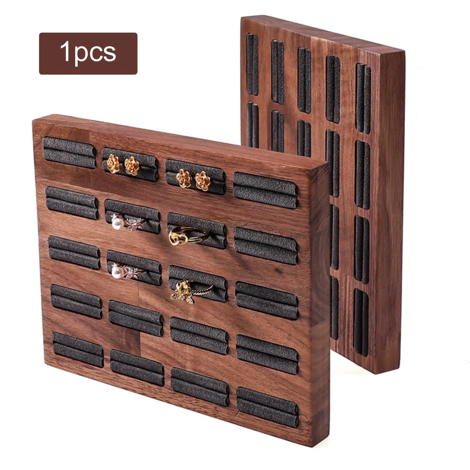 Wooden Tray 20 Slots Ornament Display Box Jewelry Display Sheet Ear Stud for Ladies Girls Dresser Bedside Table Bedroom