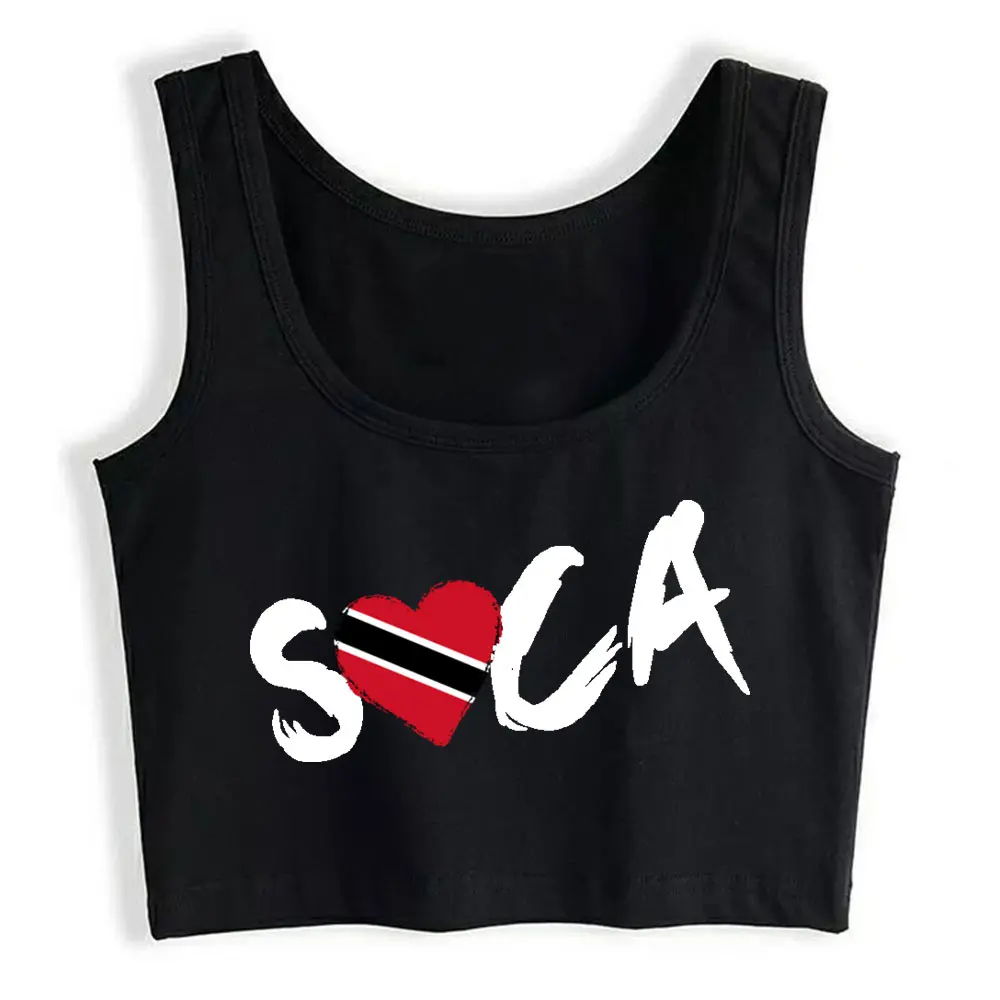 

Crop Top Sport Trini Soca Trinidad & Tobago Flag Sexy Harajuku Cotton Tops Women