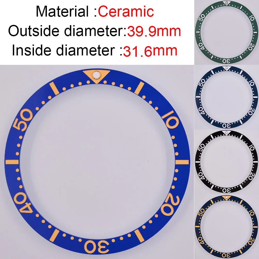 

Flat Ceramic Watch Bezel Fit 43mm Mens Watch Suitable For 43mm Watch Case Watch Parts 39.9mm * 31.6mm