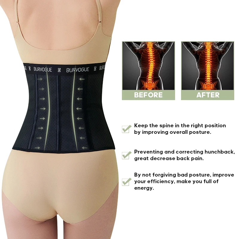 Burvogue Waist Trainer for Women Latex Underbust Bustiers Mesh Corsets Sports Waist Trimmer Belt Hourglass Control Body Shaper
