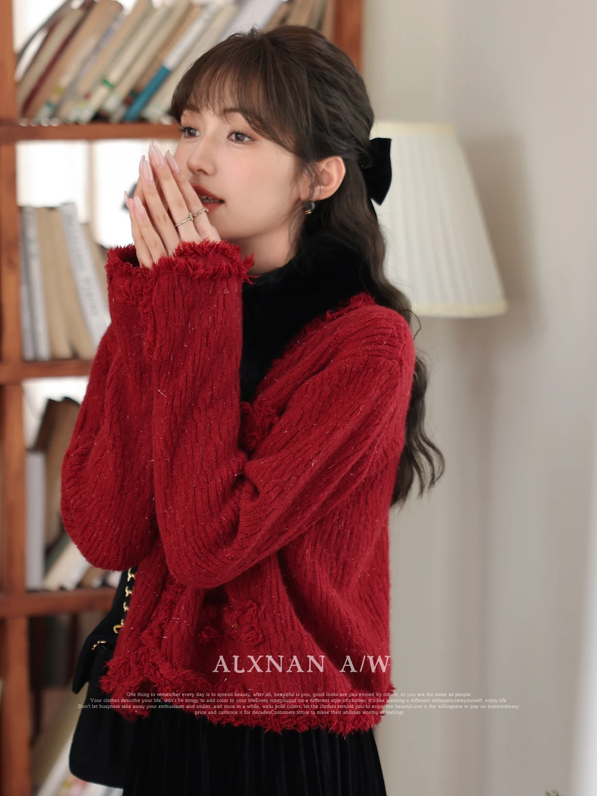 ALXNAN женские классические базовые кардиганы с необработанными краями v-образным