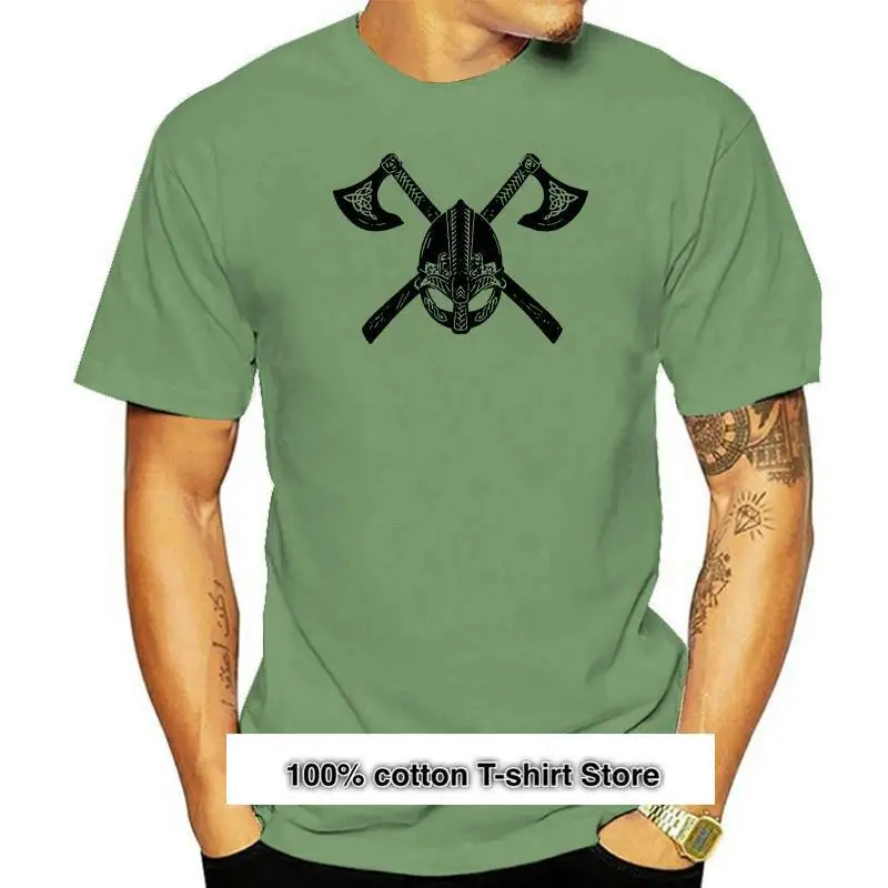 

Camiseta шлем и топоры викингов, camisa vikingos Walhalla Odin Odhin Wikinger шлем и Axt