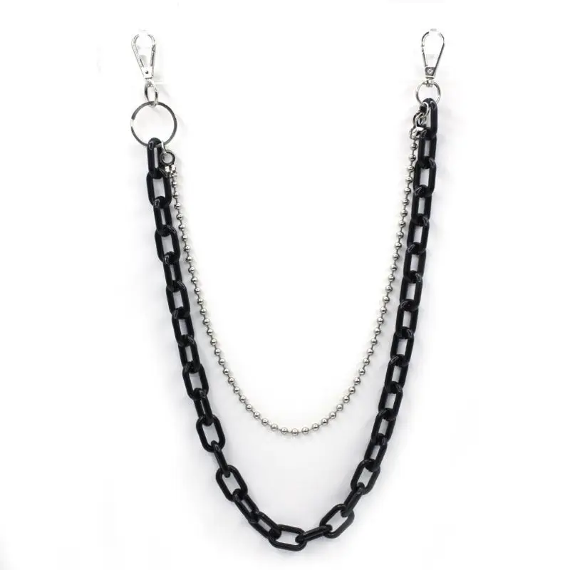 

Punk Biker Jeans Link Pants Keychain Double Acrylic Chunky Belt Chain Jewelry
