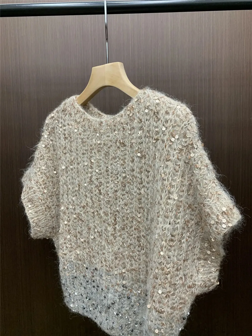 Женский Блестящий постепенный пуловер свитер с круглым вырезом Свободный