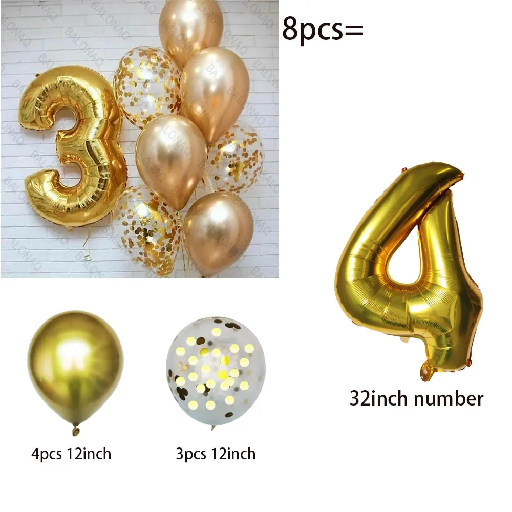 

8 шт. золотых фольгированных шаров BALONAQ 32 дюйма