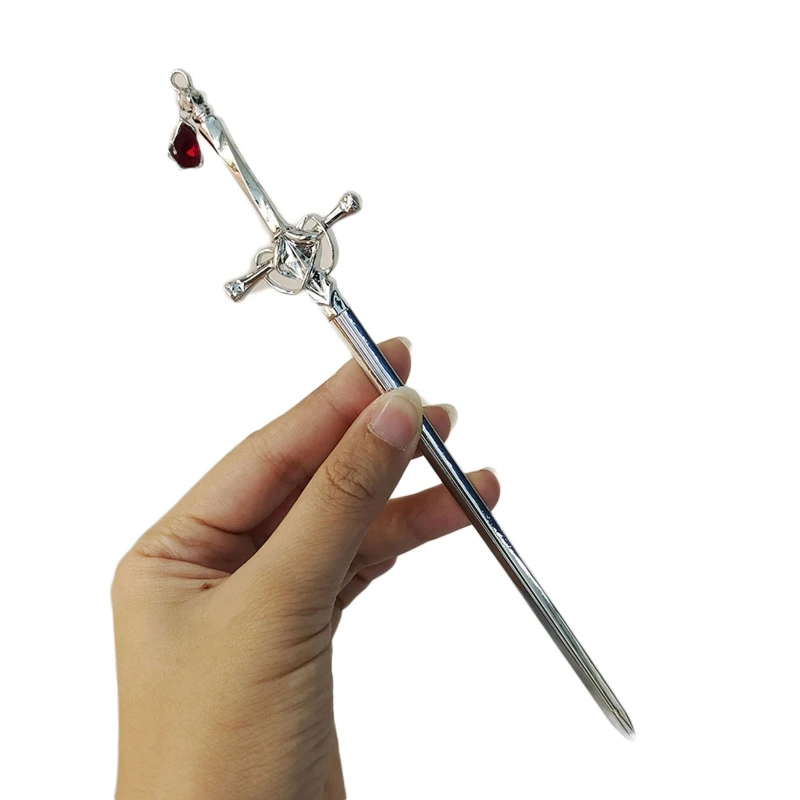 

Beautiful Punk Ruby Pendant Sword Hairpin Headdress Tassel Metal Hair Stick Hair Accessories for Masquerades Party