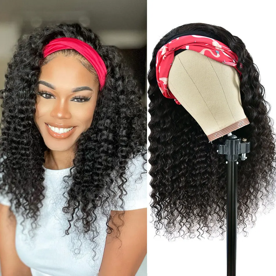 

Deep Wave Headband Wig 100% Remy Human Hair Wigs For Black Women Peruvian Deep Curly Human Hair Wig Glueless Headband Wig