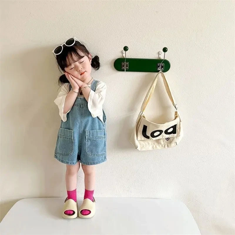 

Solid Color Summer Thin Shorts Suspenders Boys Girls Suspender Shorts All-match Baby Denim Overalls Children's Casual Shorts