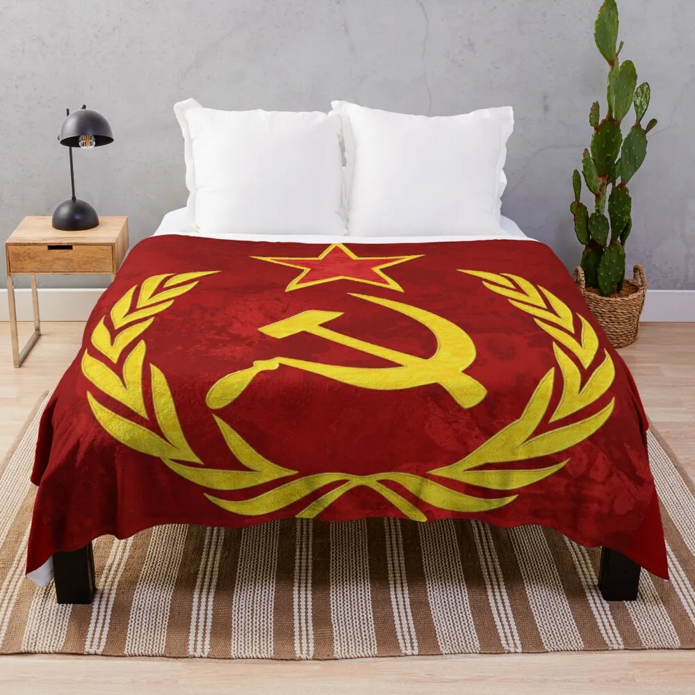 

HAMMER AND SICKLE Throw Blanket luxury designer blanket quilt blanket microfiber fabric