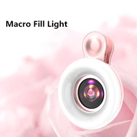 mobile phone macro lens selfie ring fill light 15x macro lens universal ring clip light selfie lamp 3 light modes for iphone