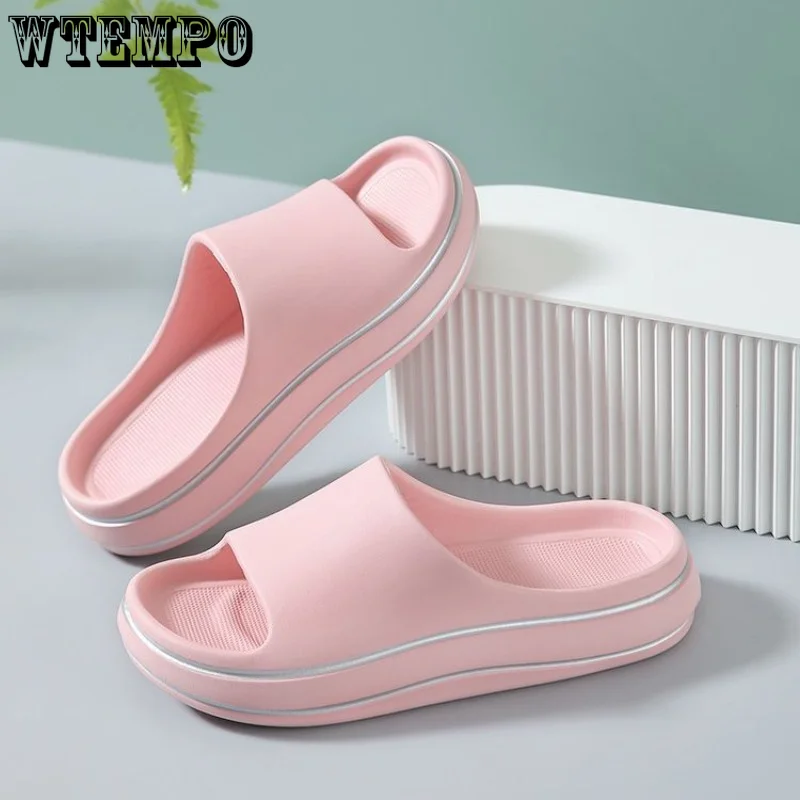 

Шлепанцы WTEMPO женские на толстой подошве, Нескользящие сандалии, мягкие модные, сланцы для пляжа, для ванной комнаты, летняя модель