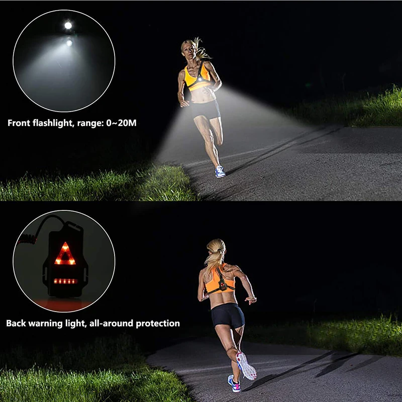 

Водонепроницаемый светодиодный фонарь для бега и занятий спортом на открытом воздухе, Предупреждение для велоспорта, нагрудная лампа с USB, ...