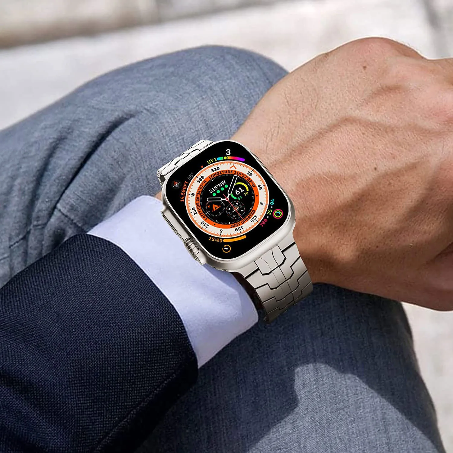 Titanium Colored Strap For Apple Watch Ultra 49mm 7 8 45mm 41mm  Stainless Steel Band iWatch Series SE 6 5 4 3 44mm 40mm 42mm