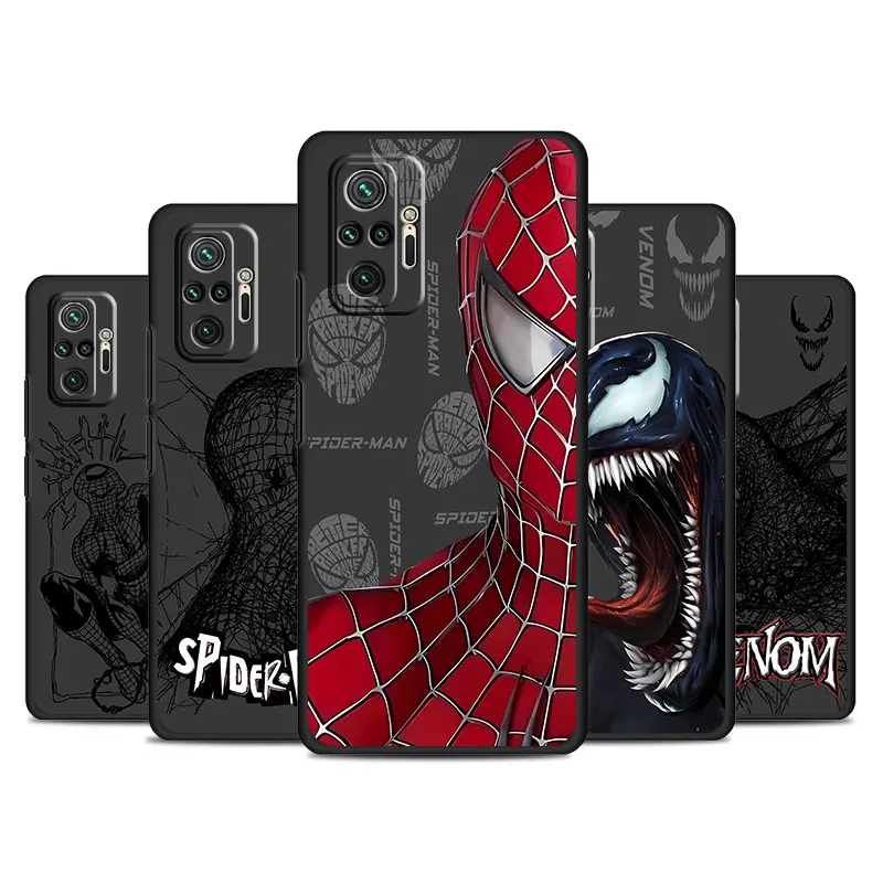 phone Cases for Xiaomi Redmi Note 9 13 case 11S 13C 10 5G 12 Pro 12S 12C 7 fundas Antiscratch cover Marvel Spider-Man Cool Venom