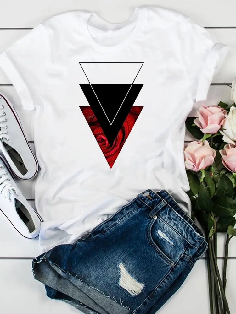 

Short Sleeve Fashion Clothes Women Clothing Print Abstract Sweet 90s Style Trend Graphic Tee Summer T Female Casual T-shirts