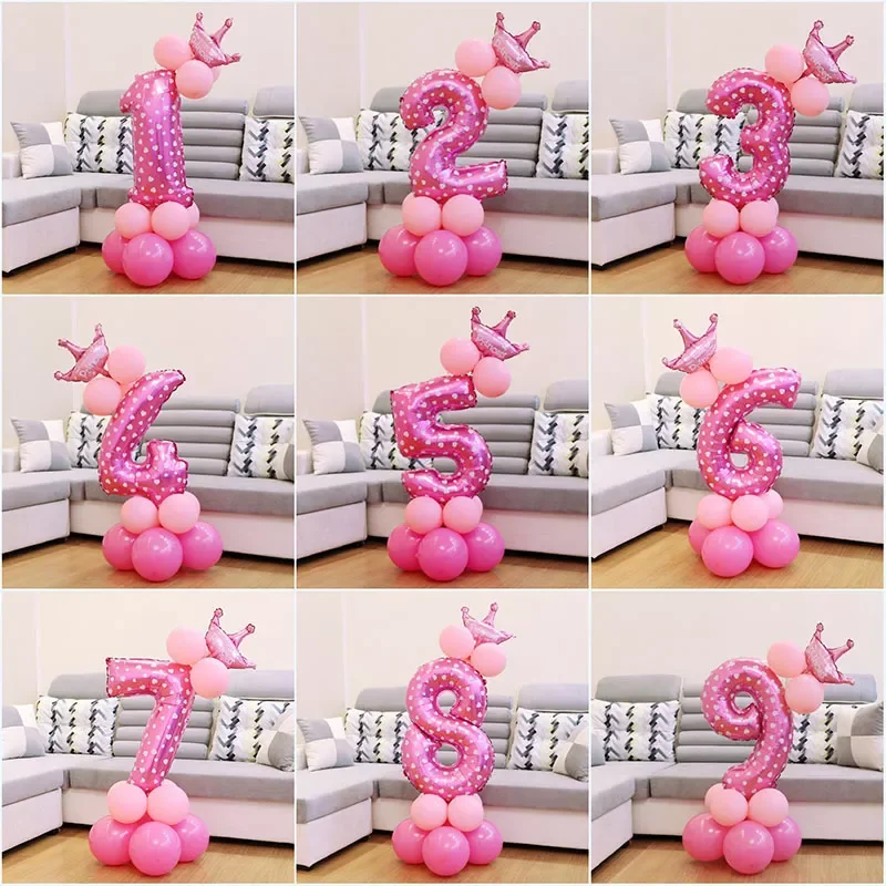 

1st 1 2 3 4 5 6 7 8 9 Years Happy Birthday Foil Number Balloons Baby Boy Girl Party Decorations Kids Supplies 2nd 3rd