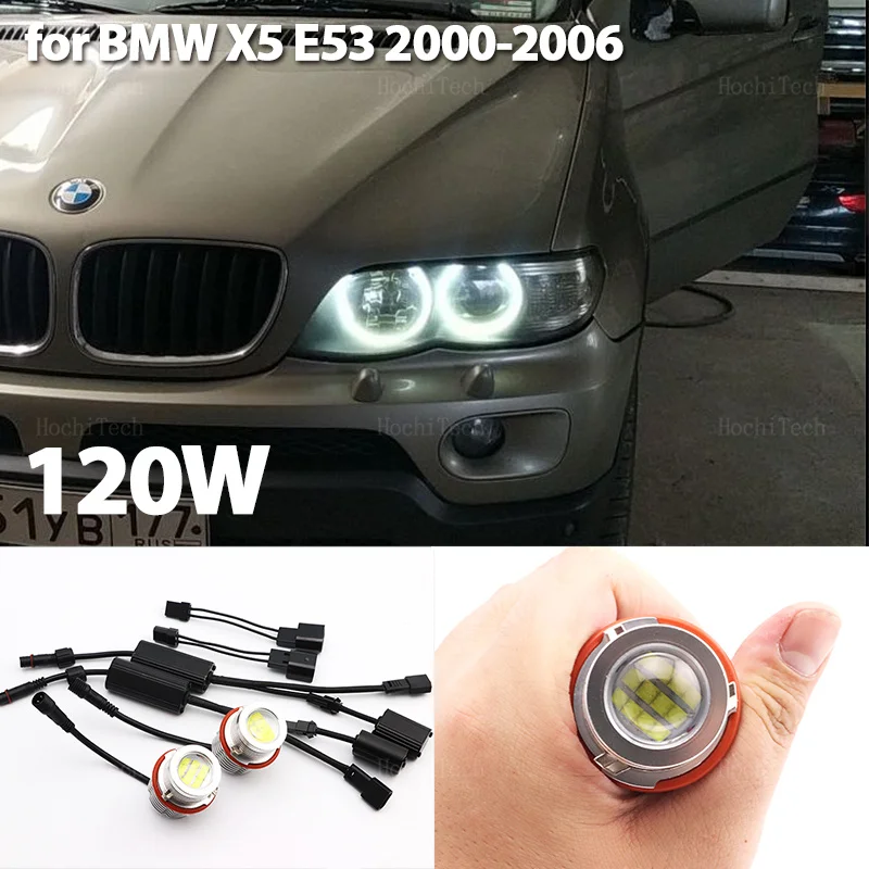

120W CANbus LED Angel Eyes Marker Light Bulbs Error Free White for BMW X5 series E53 3.0i 4.4i 4.6is 4.8is m54 M62 N62 2000-2006