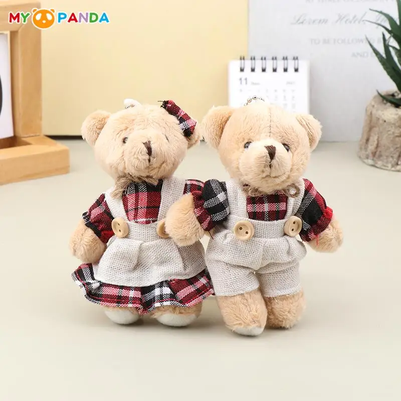 

Cartoon Wear Clothes Bear Plush Toy Keychain Soft Stuffed Doll Pendant Backpack Car Bag Key Ring Decor Kid Gift