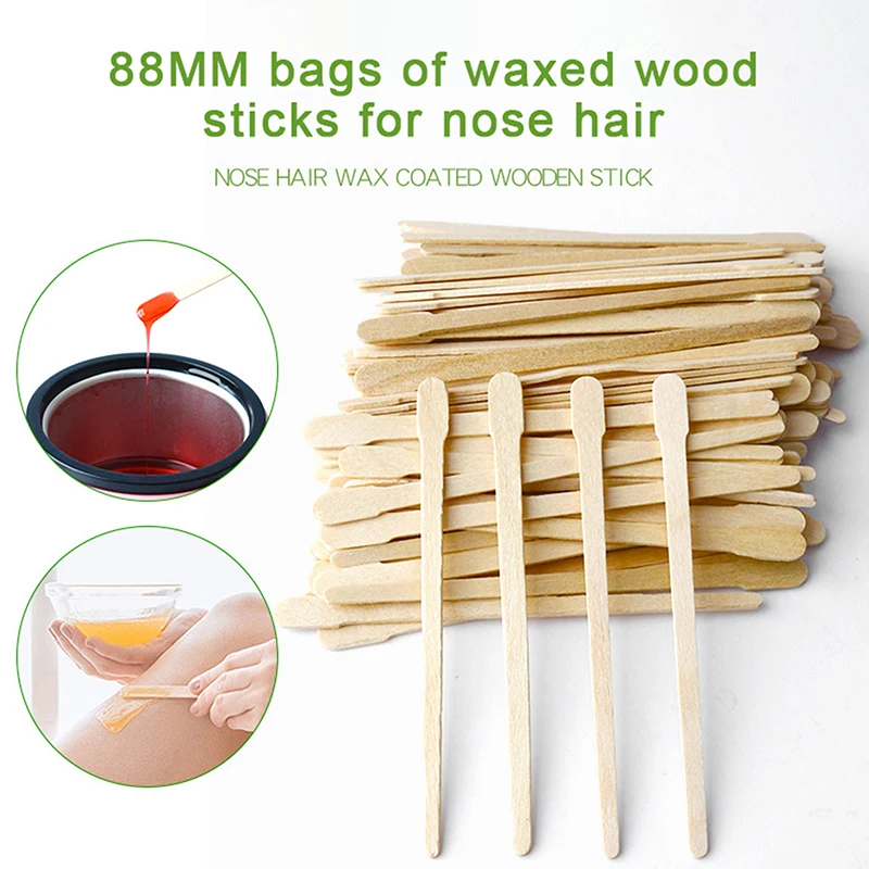 

100pcs/pack Wooden Waxing Stick Face Eyebrows Disposable Nose Body Hair Removal Stick Applicator Stick Smooth Skin Beauty Tool