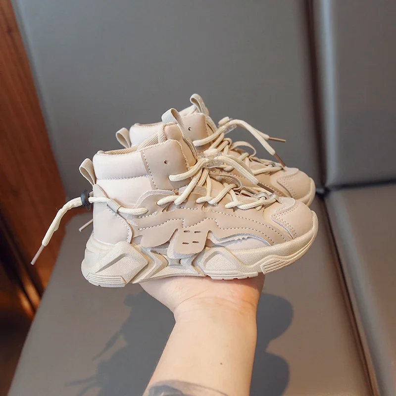 Высокие кроссовки для девочек обувь на шнуровке детская новая модная