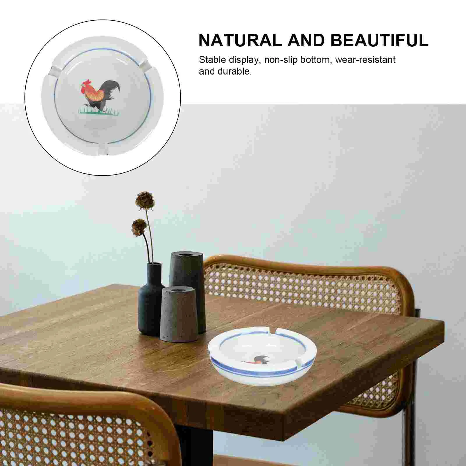 2 шт. декоративная керамическая пепельница с рисунком петуха гладкий домашний