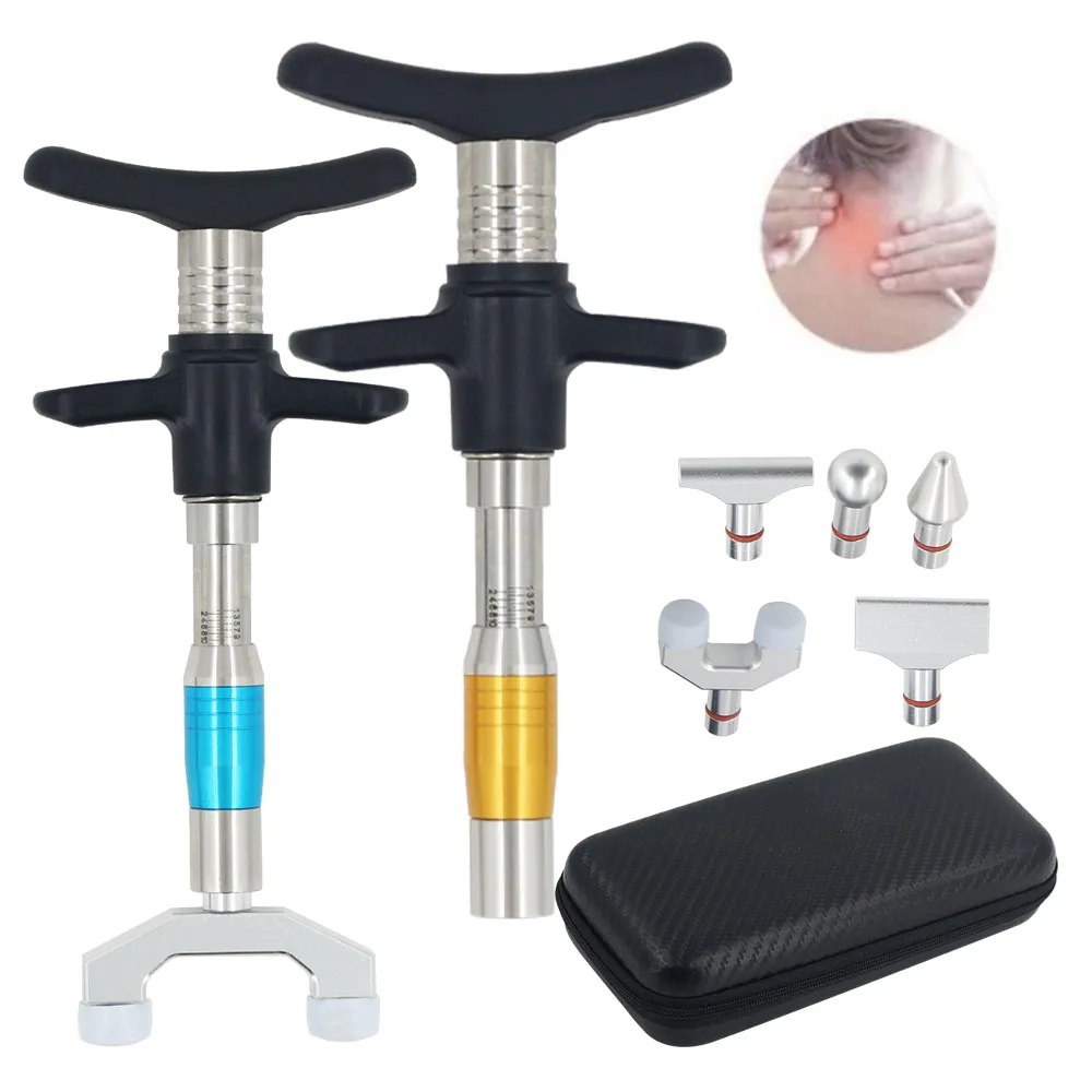 

Manual Chiropractic Adjusting Tool Stainless Steel 10 Levels 6 Heads Corrector Therapy Spine Correction Relax Massage Gun New