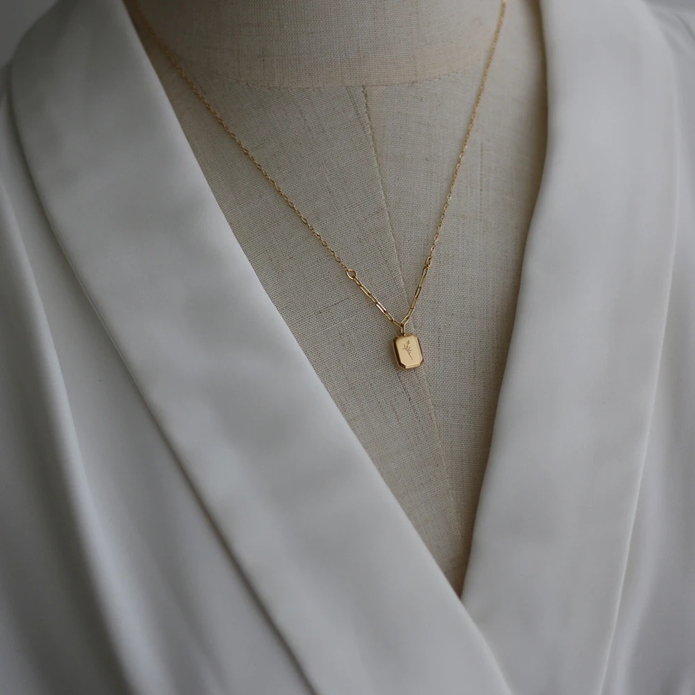 Женское двухстороннее ожерелье с кулоном из нержавеющей стали