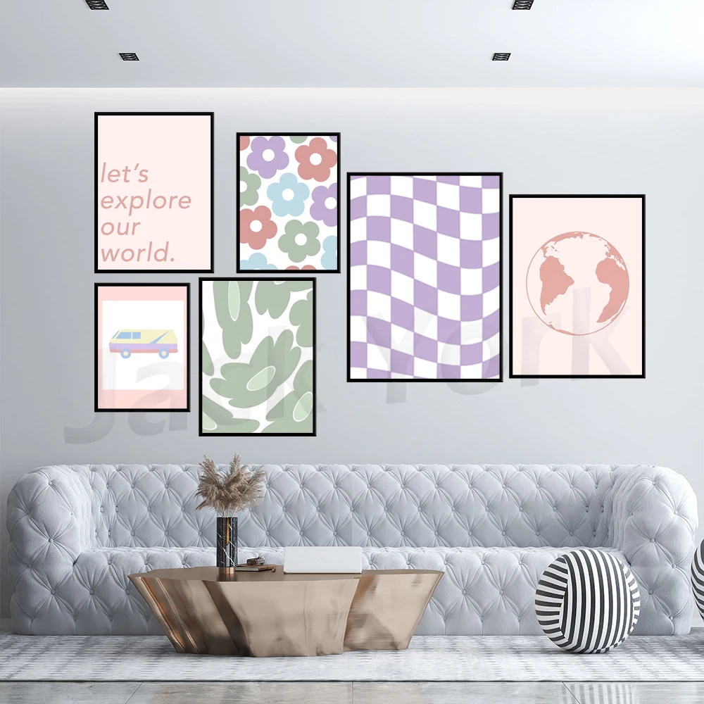 

Danish Pastel Aesthetic Poster, Sage Green Print, Colorful Wall Art,