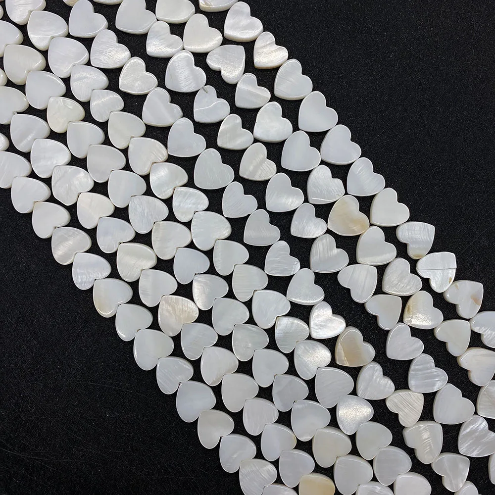 

6/8/10/12mm Natural White Heart Pierced Female Shell Loose Spacer Beads for Jewelry Making DIY Bracelet Necklace Handmade