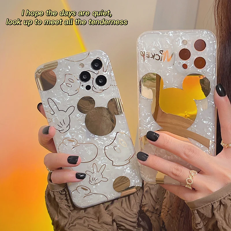 

Disney Mickey Minne Couple Creative Simple Cartoon Phone Case For iPhone 13 12 11 Pro Max X XR XS Max 7 8 Plus SE Funda Capa