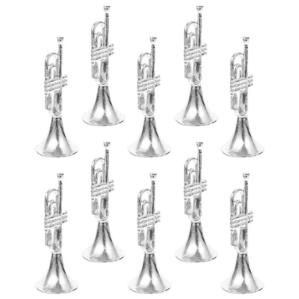 

10 Pcs House Musical Instrument Model Christmas Decorations Plastic Mini Trumpet