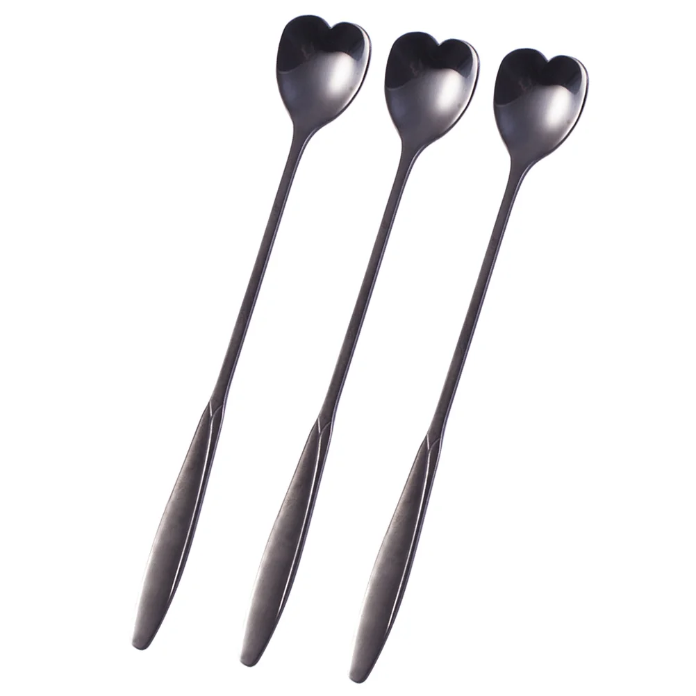 

3 Mixing Spoons Handle Flower Shaped Stainless Steel Kitchen Utensil for Dinner