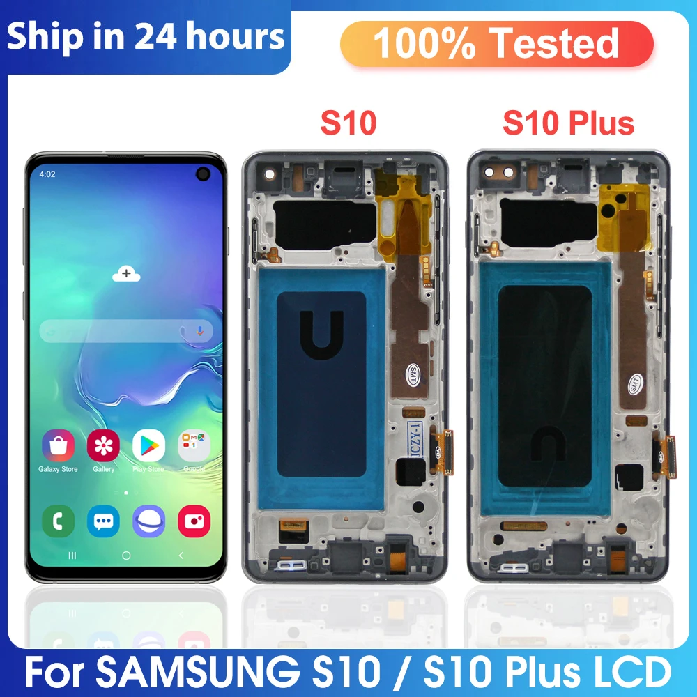 

100% Tested S10 Screen Replacement, for Samsung Galaxy S10 Plus G975F Lcd Display Touch Screen with Frame for Samsung S10 LCD