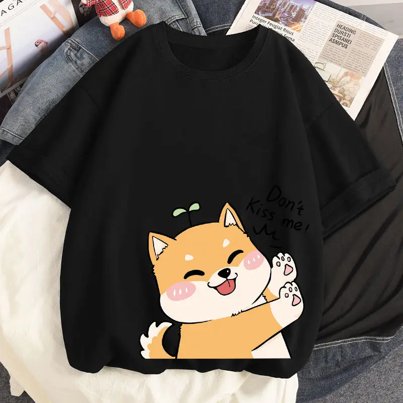 Летние парные футболки большого размера в стиле Харадзюку аниме кавайный Кот
