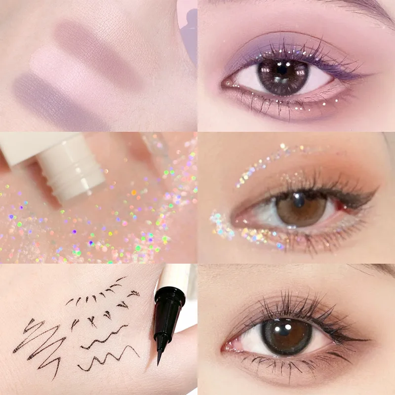 

Xixi 3PCS/SET Makeup Set Gift Box Matte Diamond Glitter Eye Shadow Eyeliner Liquid Eyeshadow Makeup Sets Cosmetics Kit Maquiagem