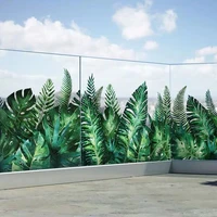 transparent green plants windows film window stickers no glue static cling frosted window cling